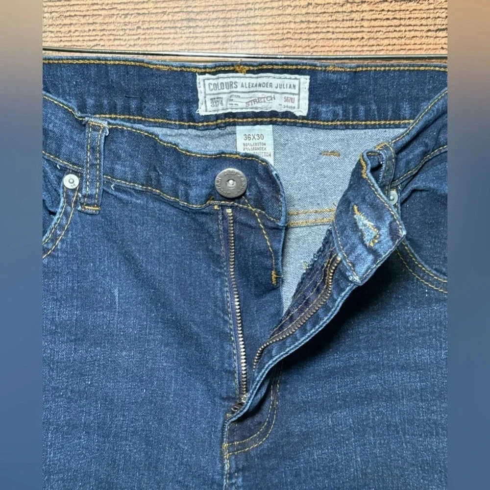 Colours by Alexander Julian Men's size 36 x 30 Dark Denim Stretch Casual